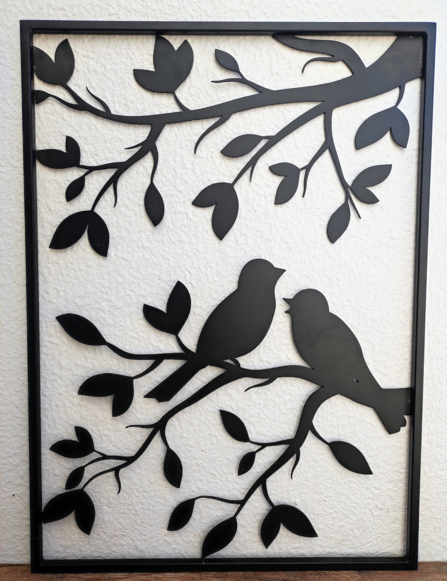 Quadro Metal Pássaros Pronta Entrega Preto Decoração de Parede Design Moderno Pássaros Originalidade Arte de Alta Qualidade Arte Contemporânea Elegância Durabilidade Quadros Decorativos para Sala Quarto Escritório Moderno