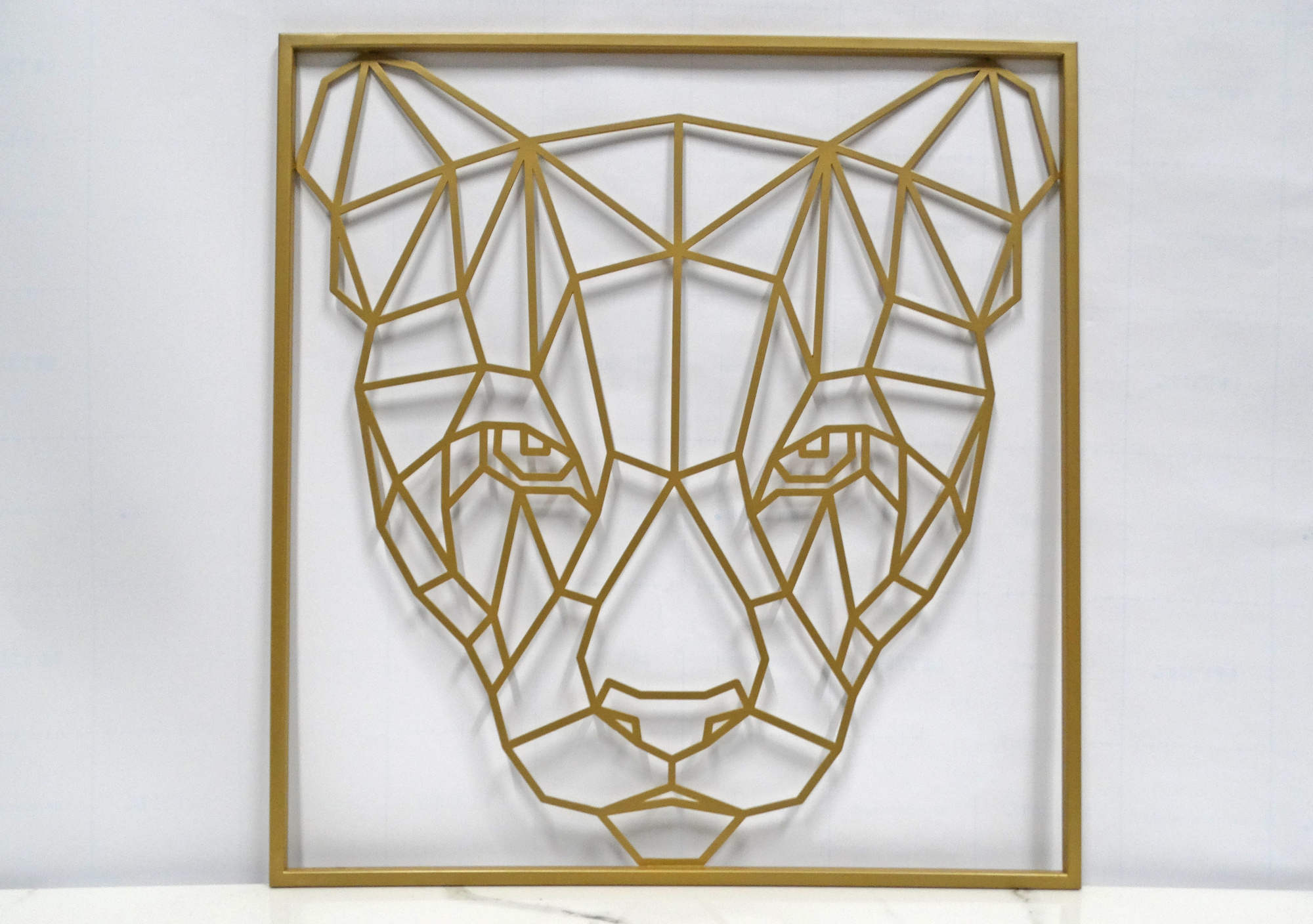 Quadro Puma Geométrico Pronta Entrega Dourado Decoração de Parede Design Moderno Puma Onça Originalidade Arte de Alta Qualidade Arte Contemporânea Elegância Durabilidade Quadros Decorativos para Sala Quarto Escritório Moderno
