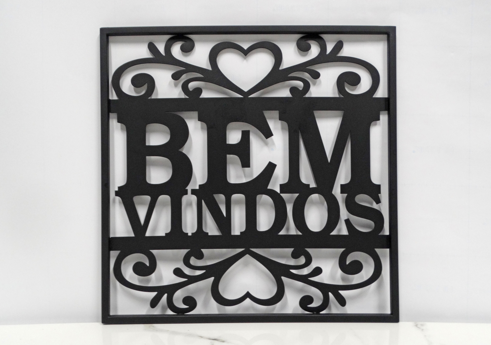 Quadro Metal Bem Vindos Decoração de Parede Design Moderno Mensagem Acolhedora  Hospitalidade Originalidade Arte de Alta Qualidade Arte Contemporânea Elegância Durabilidade Quadros Decorativos para Sala Quarto Escritório Moderno