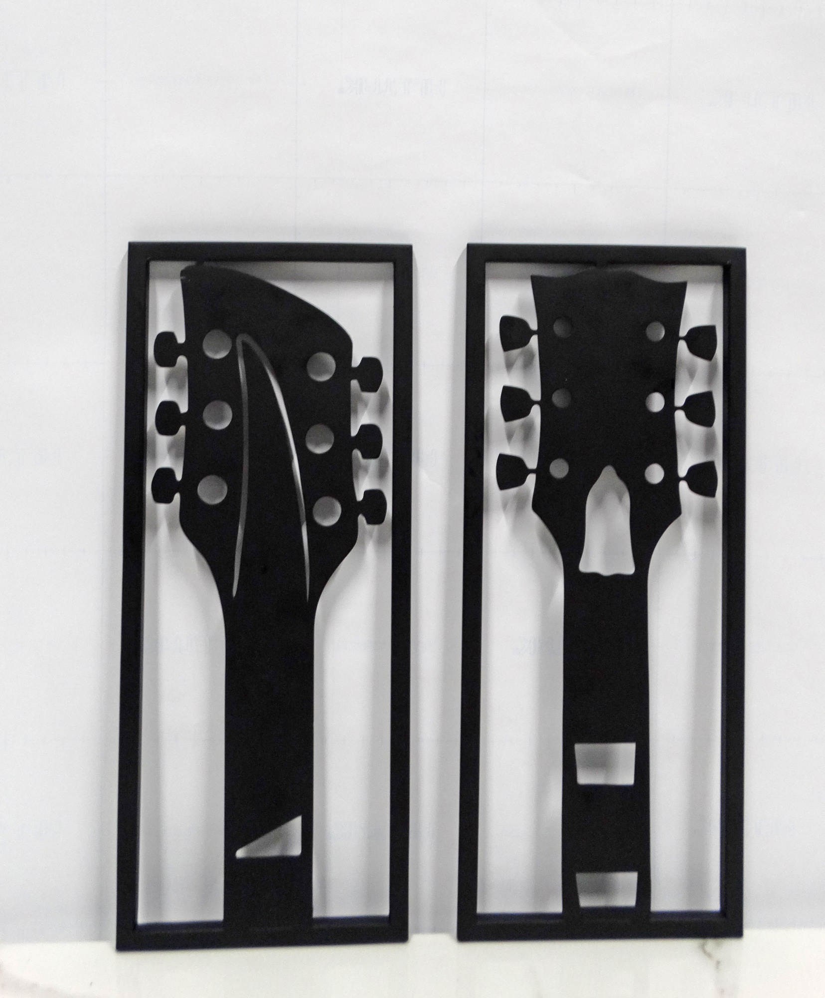 Quadros Metal Guitarra Conj.2 Decoração de Parede Design Moderno Música Guitarras Violão Originalidade Arte de Alta Qualidade Arte Contemporânea Elegância Durabilidade Quadros Decorativos para Sala Quarto Escritório Moderno
